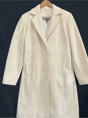 Marvin Richards womens wool nylon cashmere blend ivory dress coat jacket 2P